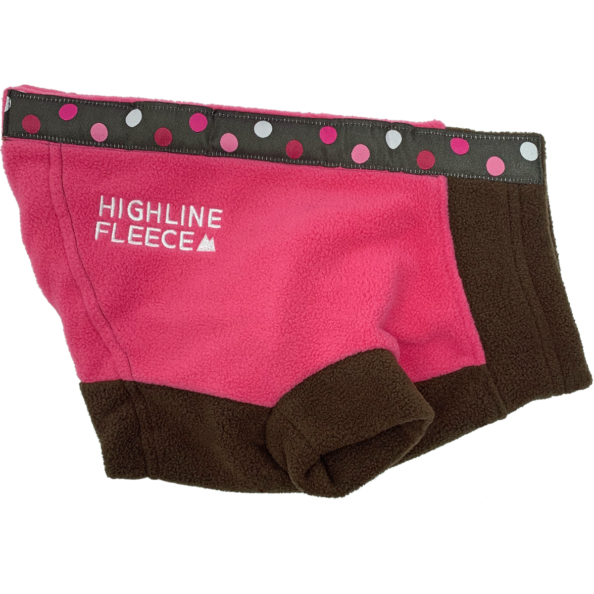 Highline Fleece Dog Coat - Pink and Brown with Polka Dots