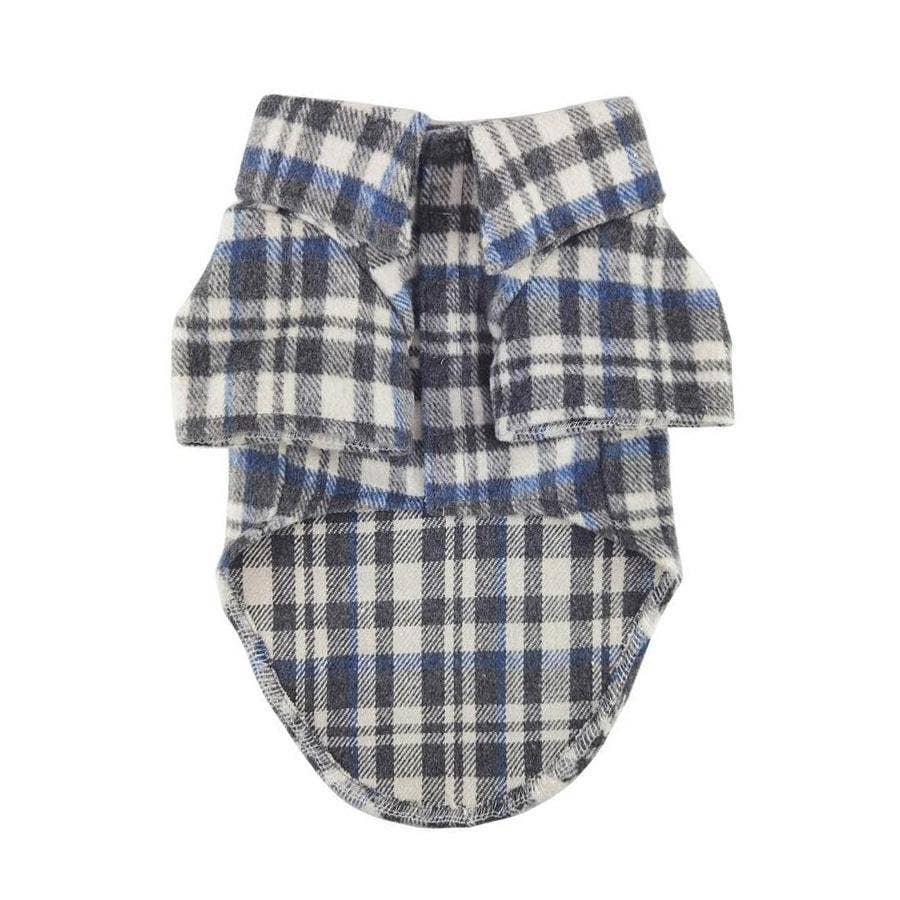Flannel Dog Shirt - Gray and Blue Plaid