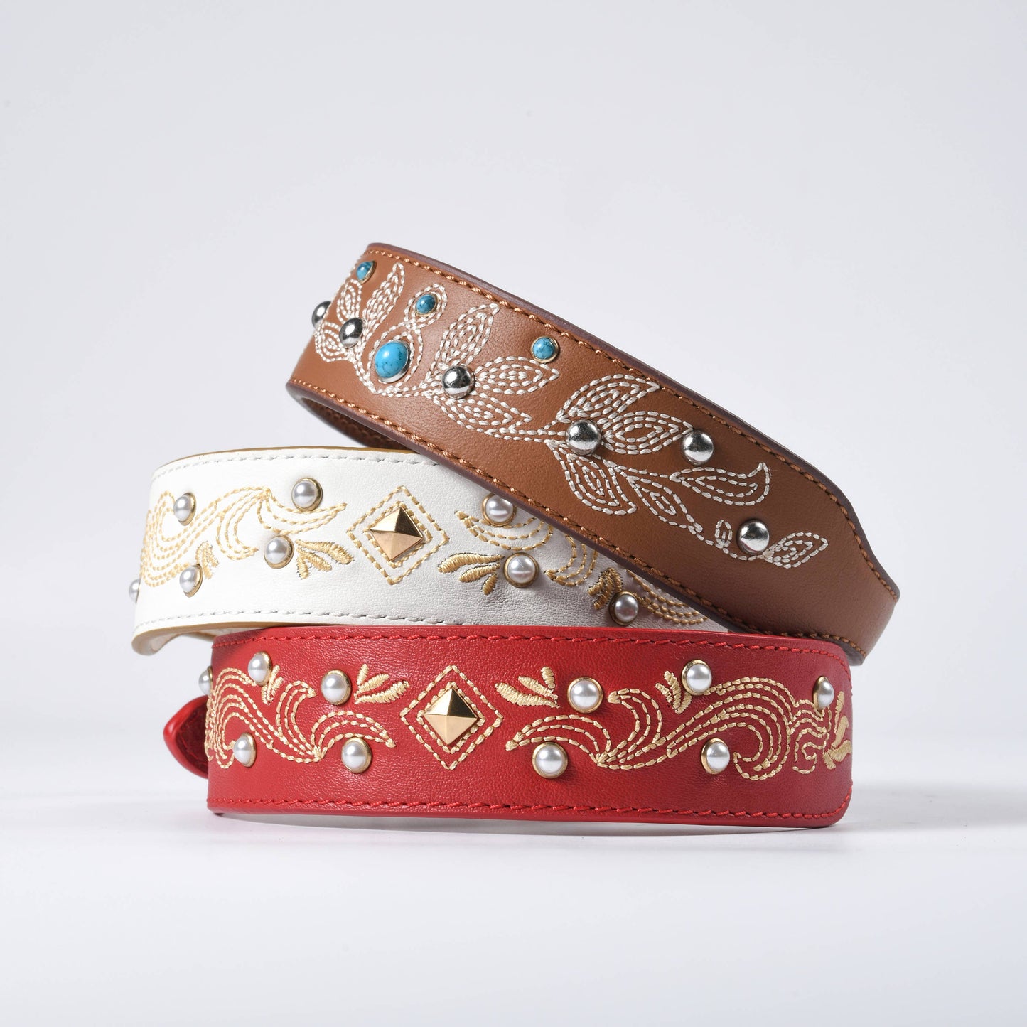 Red Collar Western Style Premium Leather Collar