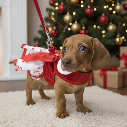 Holiday Dog Harness Dress - Candy Canes