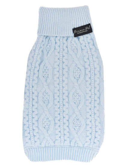 Cable Knit Sweater Powder Blue – Soft & Warm Dog Apparel