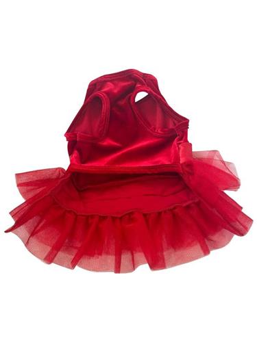 Luxurious Red Velvet Fufu Tutu Dress for Dogs, Festive Pet Party Apparel