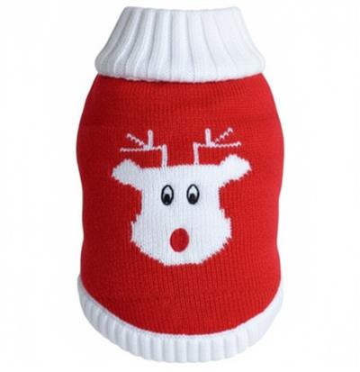Premium Combed Cotton Red Rudolph Holiday Dog Sweater for All Breeds