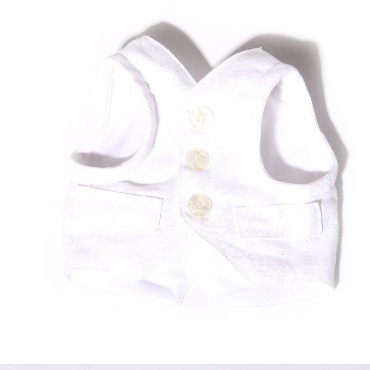 The Wyatt Elegant White Linen Dog Harness Vest with Adjustable D-Ring Leash