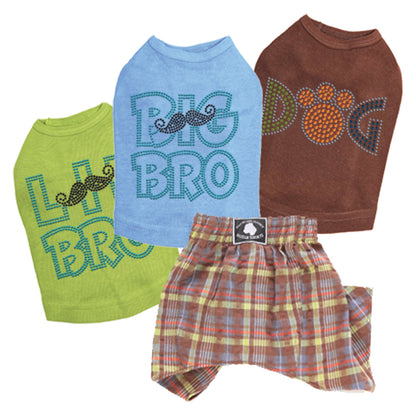 Brown and Lime Seersucker Boxer Shorts for Dogs