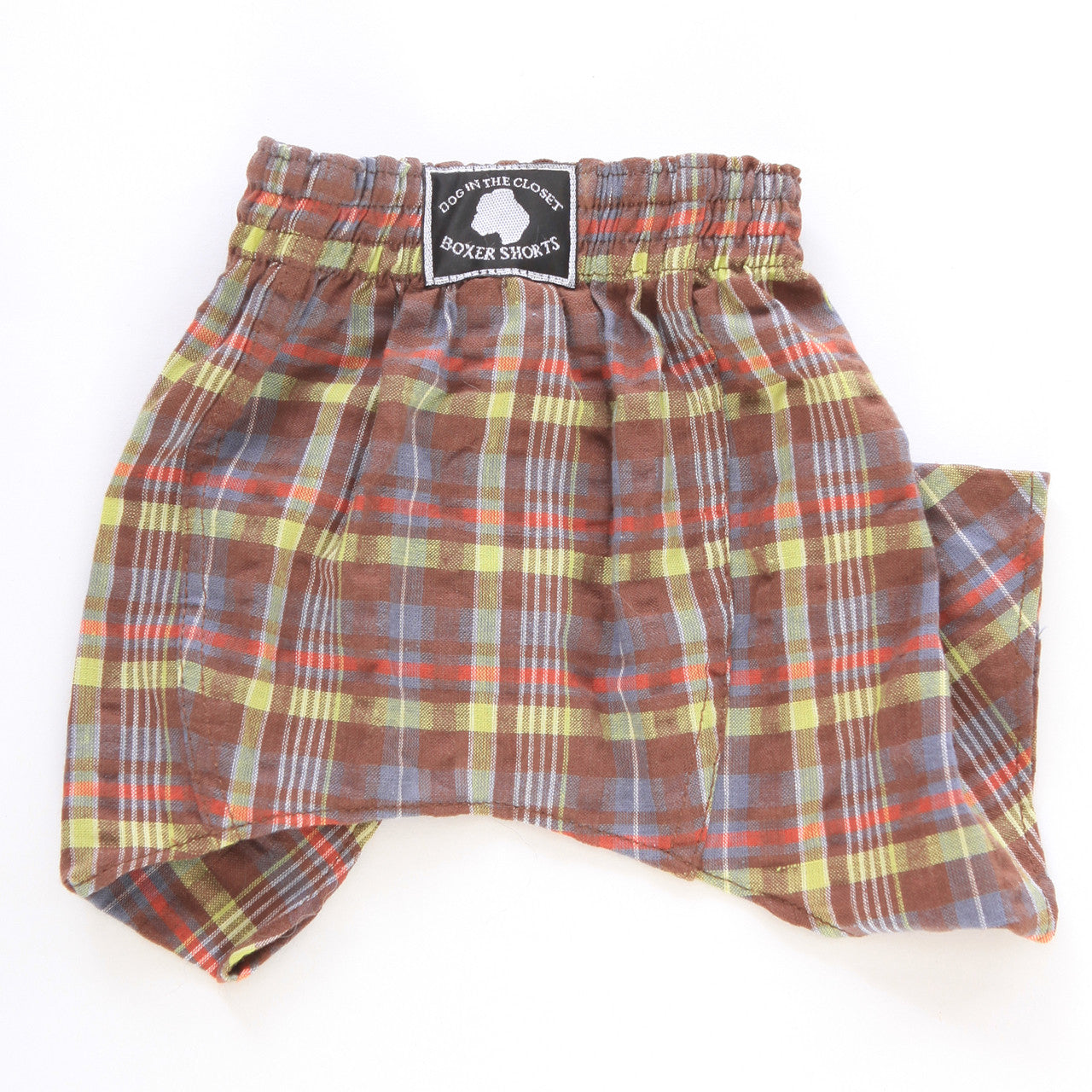 Brown and Lime Seersucker Boxer Shorts for Dogs