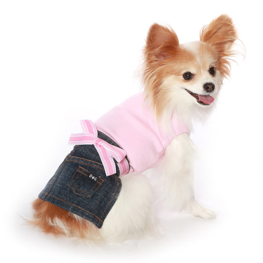 Adjustable Jane Denim Dog Skirt Belts: D-Ring & Bow Styles, Vibrant Colors