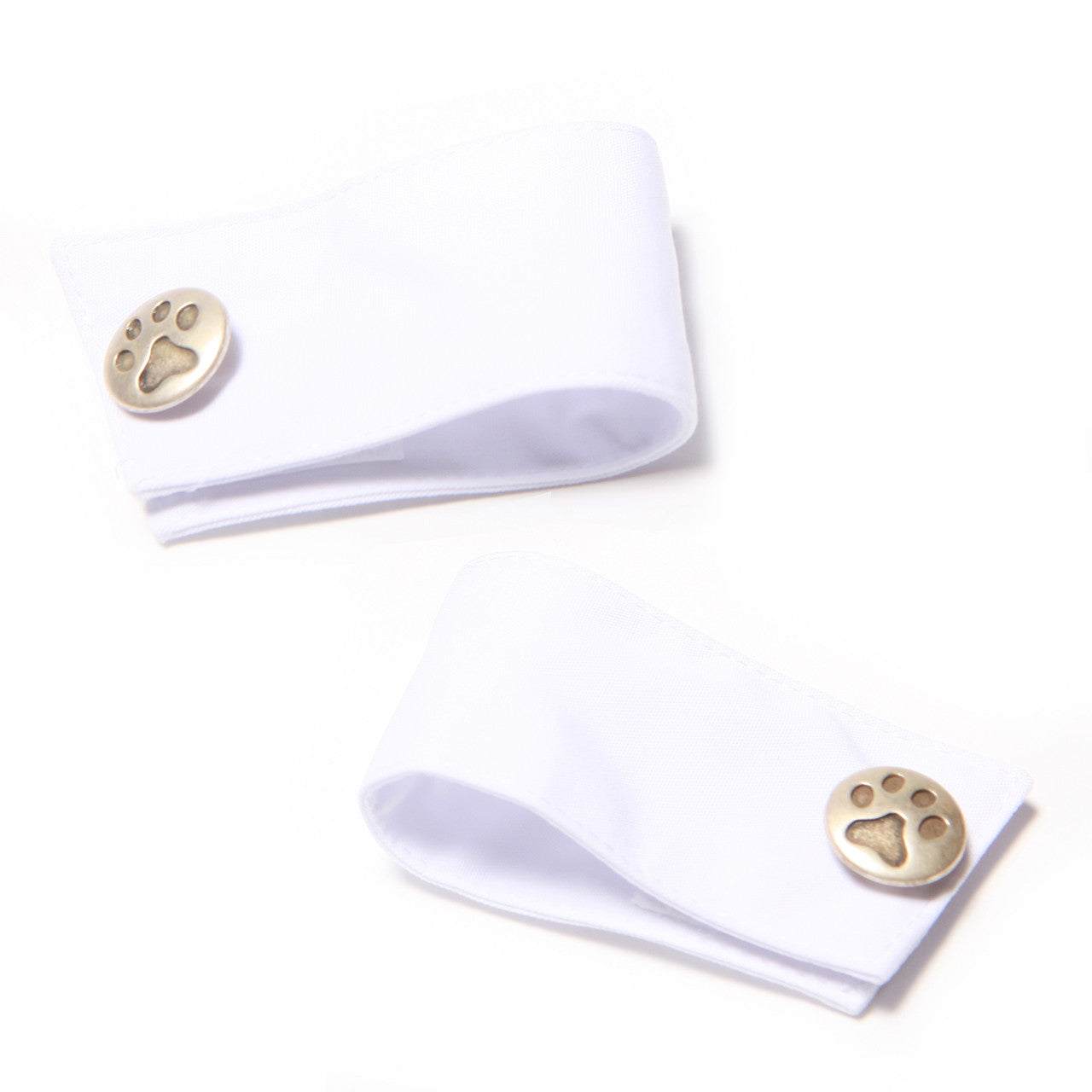 Elegant White Dog Cuffs with Paw Print Cufflinks for Formal Pet Attire