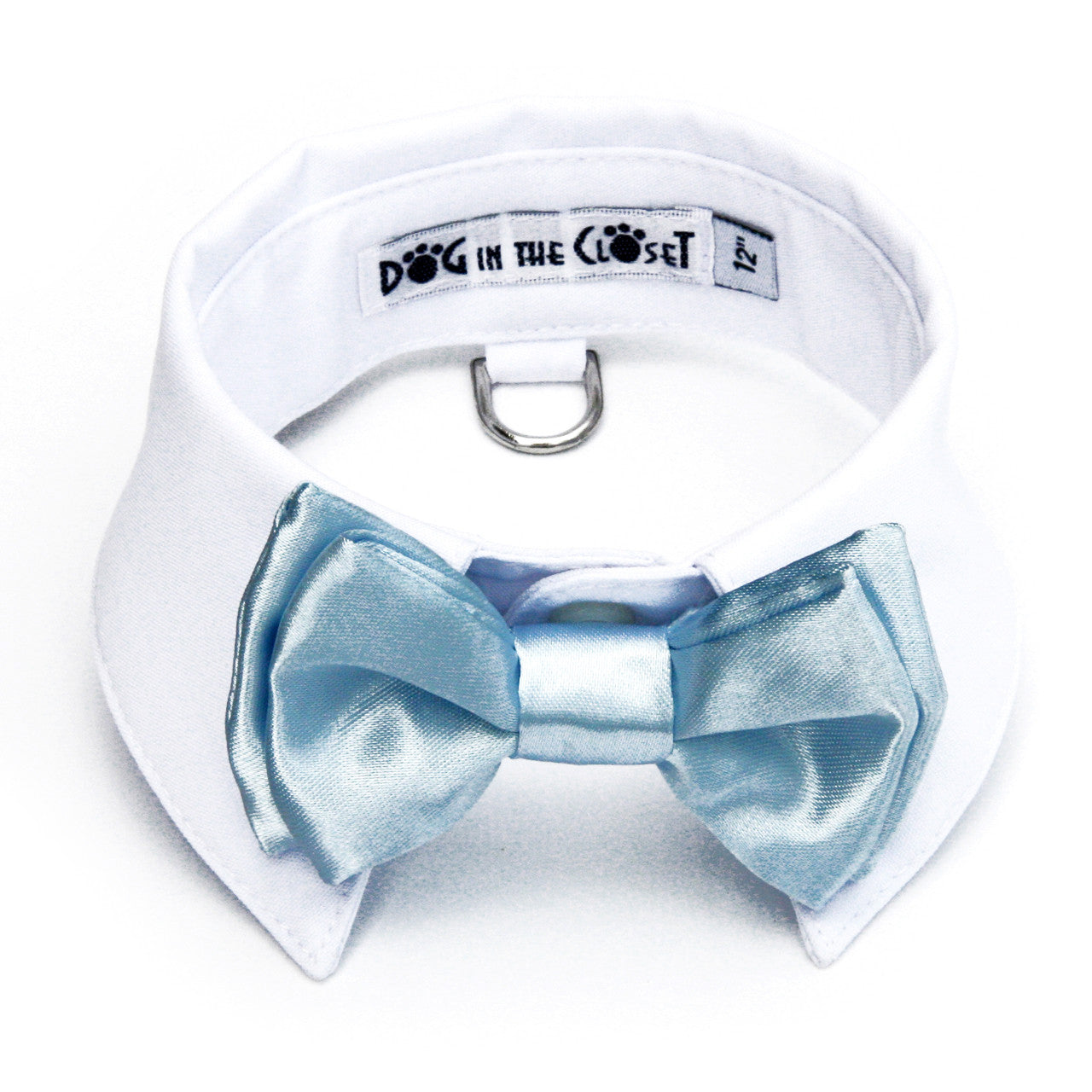 Dapper Dog White Shirt Collar with Baby Blue Bow Tie for Elegant Pups