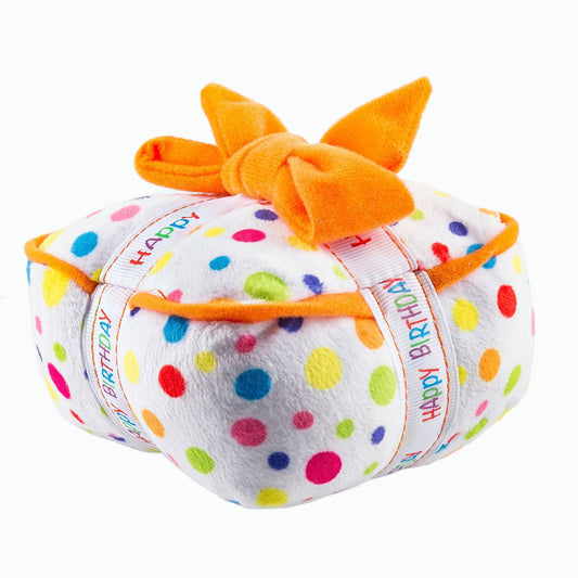 Haute Diggity Dog Plush Happy Birthday Gift Box Squeaker Toy for Pups