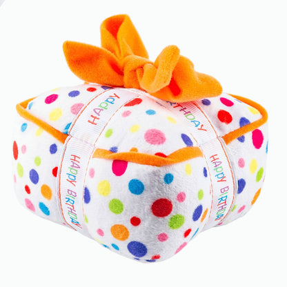 Haute Diggity Dog Plush Happy Birthday Gift Box Squeaker Toy for Pups