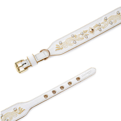 White Collar Western Style Premium Leather