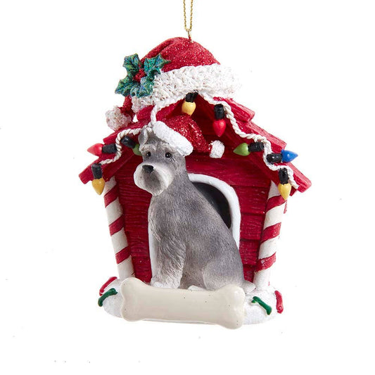 4"RESIN SCHNAUZER W/DOGHOUSE ORNAMENT