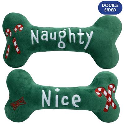 Huxley & Kent Naughty & Nice Double-Sided Durable Squeaky Bone Dog Toy