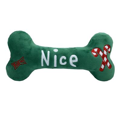 Huxley & Kent Naughty & Nice Double-Sided Durable Squeaky Bone Dog Toy