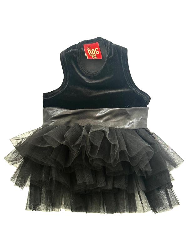 Elegant Black Velvet Dog Tutu Dress for Holiday Parties & Special Occasions