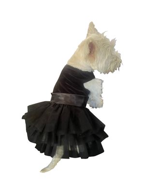 Elegant Black Velvet Dog Tutu Dress for Holiday Parties & Special Occasions