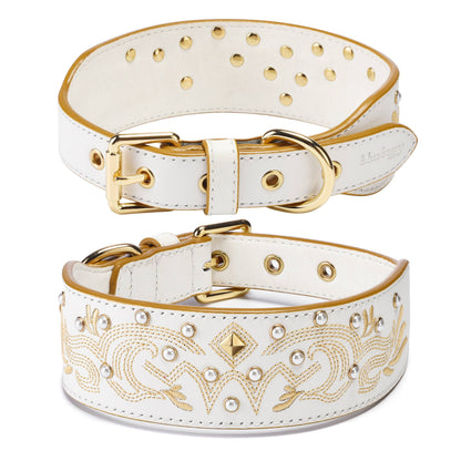 White Collar Western Style Premium Leather