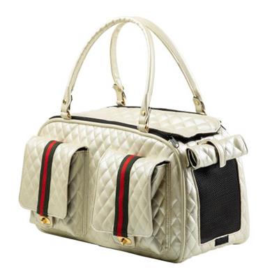 Petote Marlee 2 Ivory Quilted Airline Approved Designer Dog Carrier Tote Bag