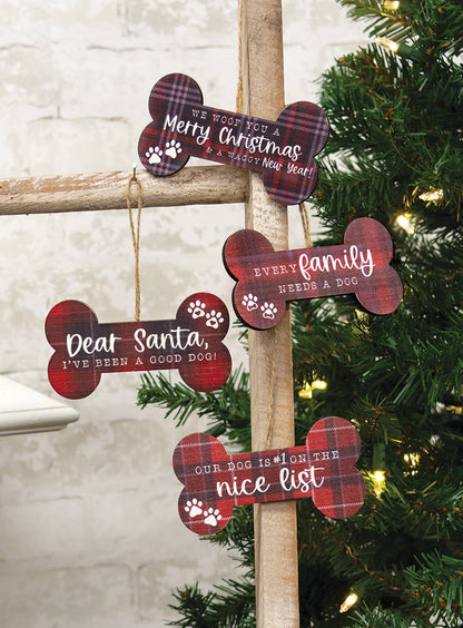 We Woof You A Merry Christmas Bone Ornament, Set of 4