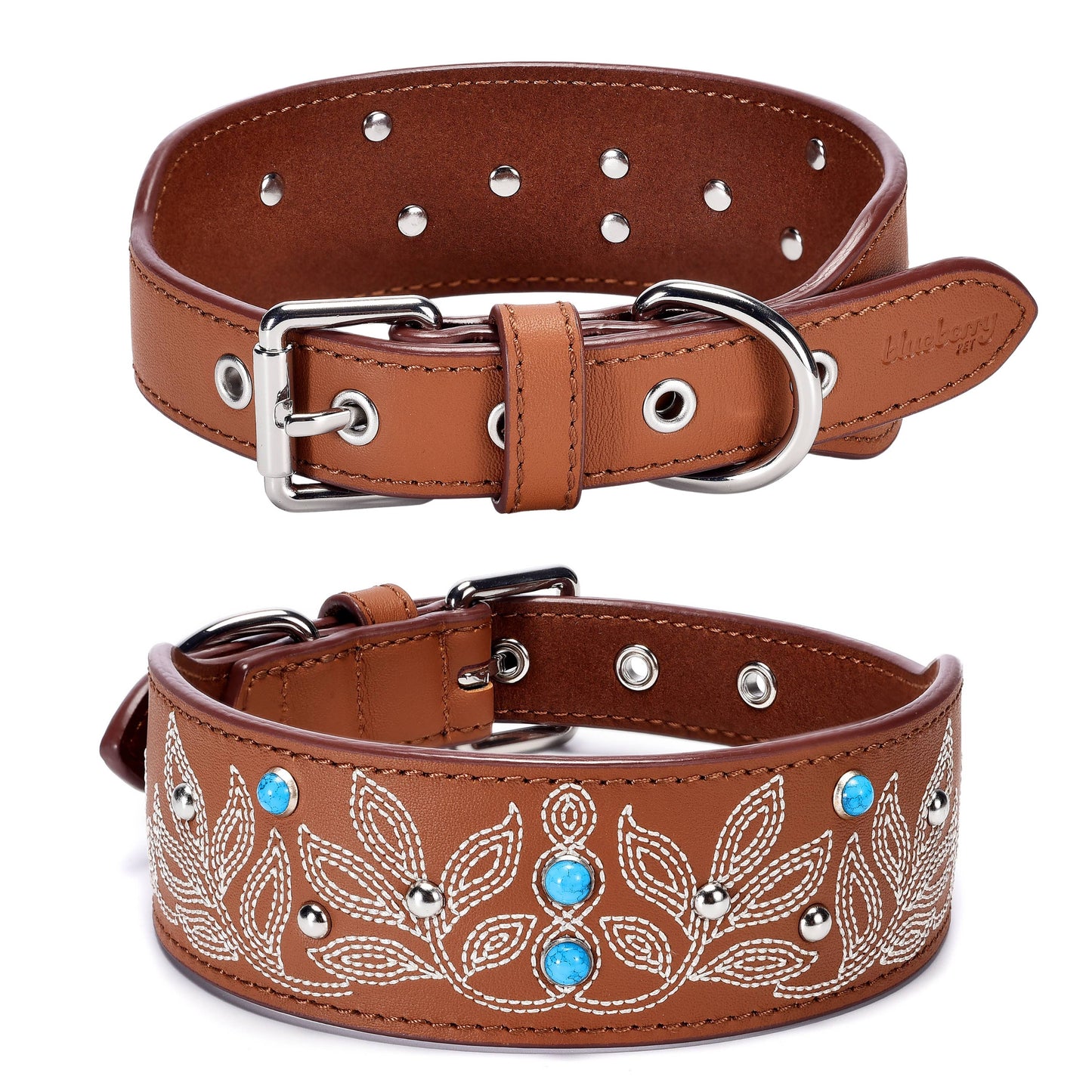 Tan/Brown Collar Western Style Premium Leather Collar - Western Style