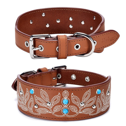 Tan/Brown Collar Western Style Premium Leather Collar - Western Style
