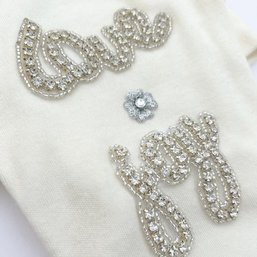 Elegant Love n Joy Ivory Dog Tee with Swarovski Crystal Embellishments
