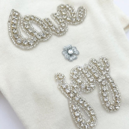 Elegant Love n Joy Ivory Dog Tee with Swarovski Crystal Embellishments