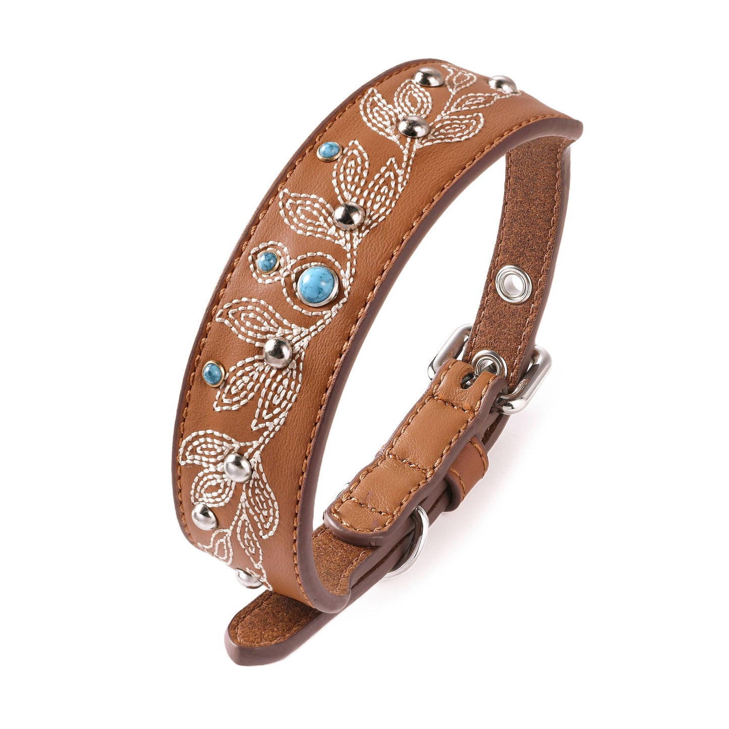 Tan/Brown Collar Western Style Premium Leather Collar - Western Style
