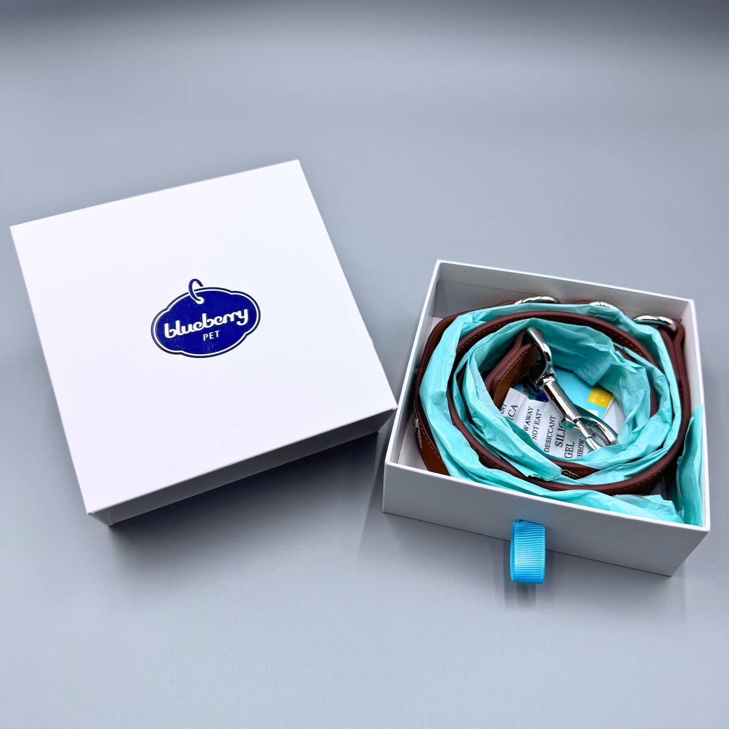 White  Leather Leash Western Style with Embroidery and Pearl Studs