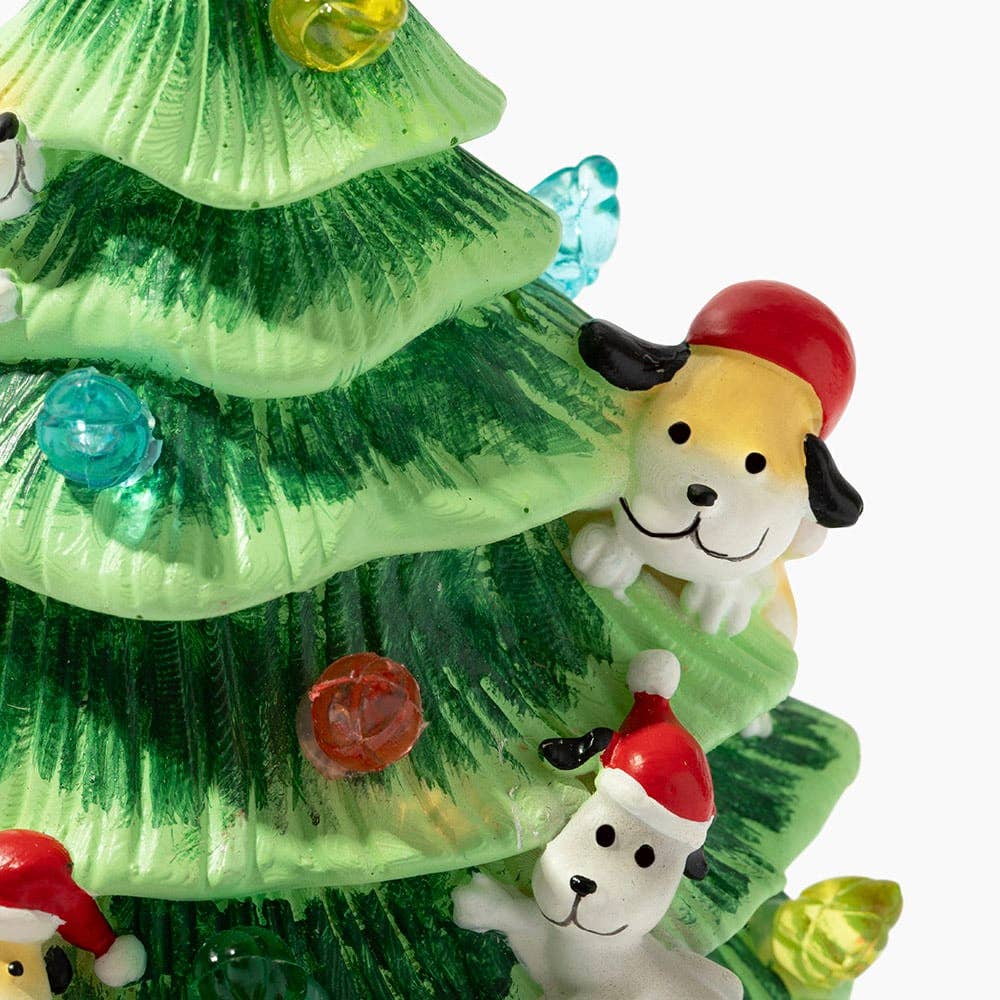 My Christmas Wish Is A Forever Home For Every Dog- Hand Crafted Light Up Resin Christmas Tree -Faire
