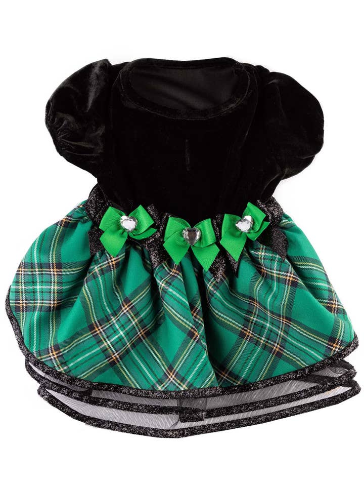 Festive Green Tartan Plaid Pet Dress Holiday Attire for Furry Friends