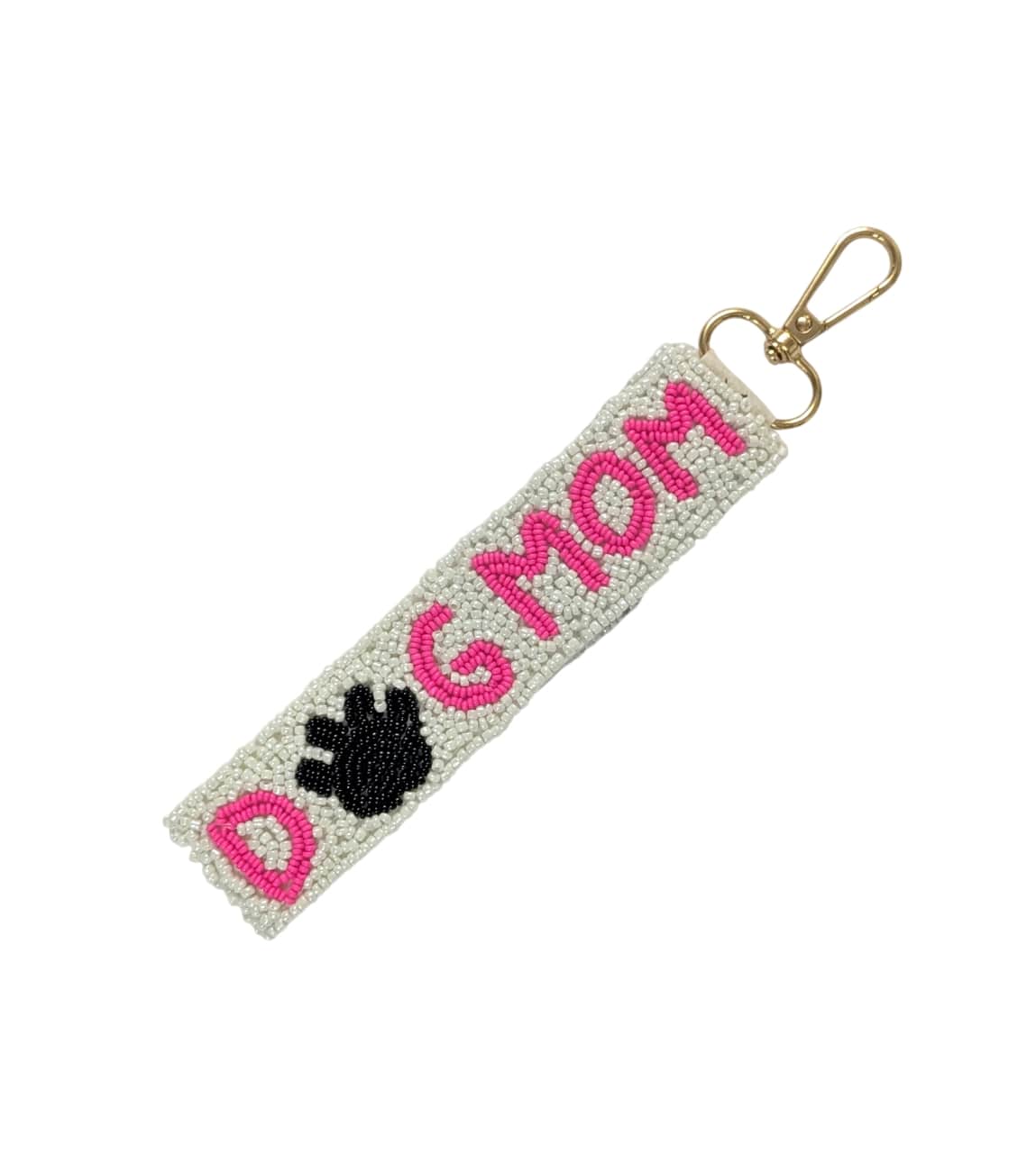 Dog Mom Beaded Wristlet Strap Key Chain