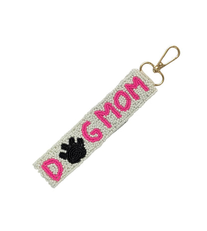 Dog Mom Beaded Wristlet Strap Key Chain