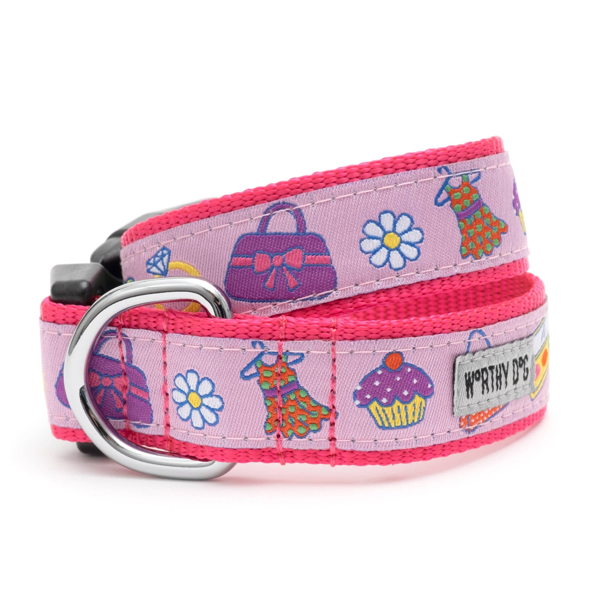 Stylish Fashionista Dog Collar - Durable Woven Ribbon, Nylon Webbing, Quick Release Buckle