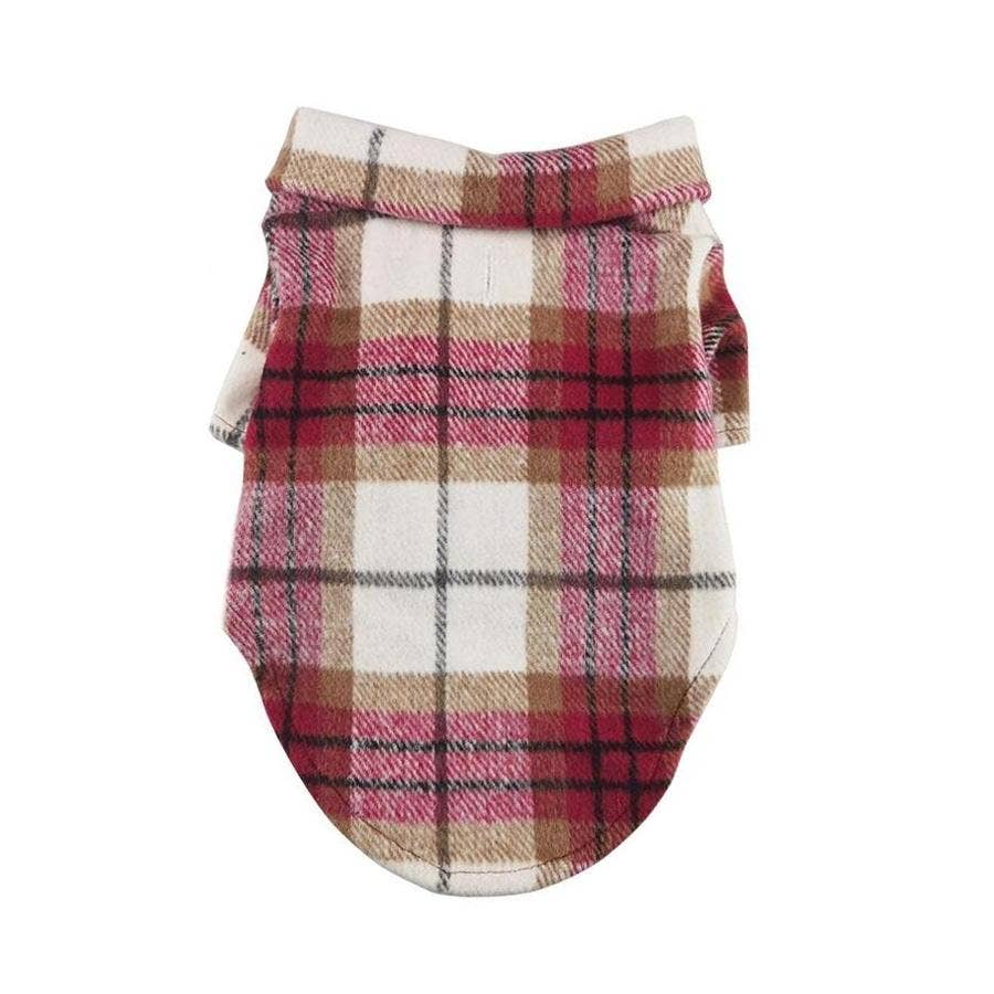 Flannel Dog Shirt - Red and White Plaid