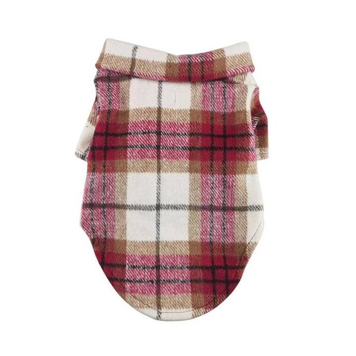 Cozy Red White Plaid Flannel Dog Shirt - Comfortable Pet Apparel for All Seasons