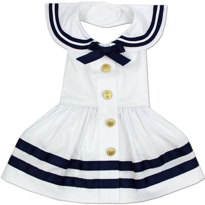 Sailor Dress White – Classic Nautical Style Dog Outfit  SALE 50% OFF