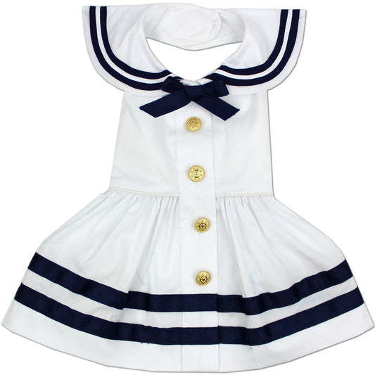 Sailor Dress White – Classic Nautical Style Dog Outfit  SALE 50% OFF
