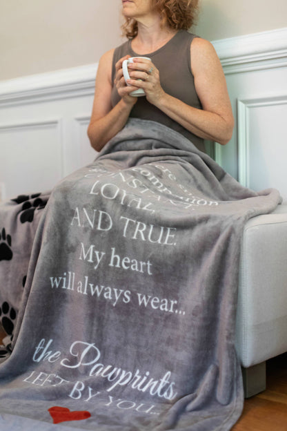 Pawprints Left By You Sympathy Pet Loss Hugs Blanket