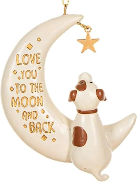 Heartfelt 'Love You to Moon & Back' Dog Christmas Tree Decor Ornament