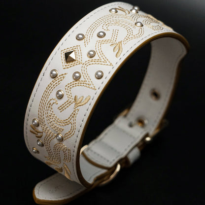 White Collar Western Style Premium Leather