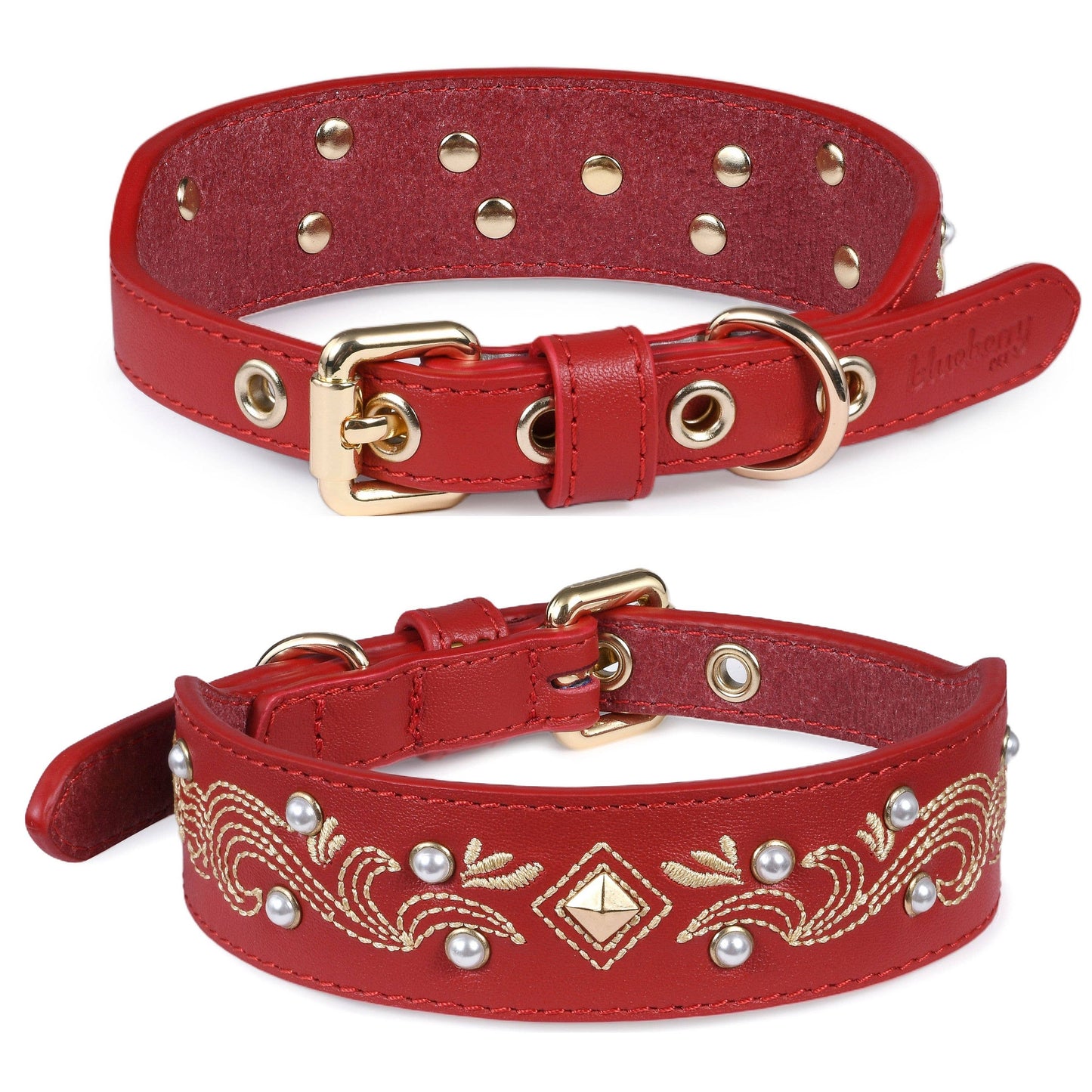 Red Collar Western Style Premium Leather Collar