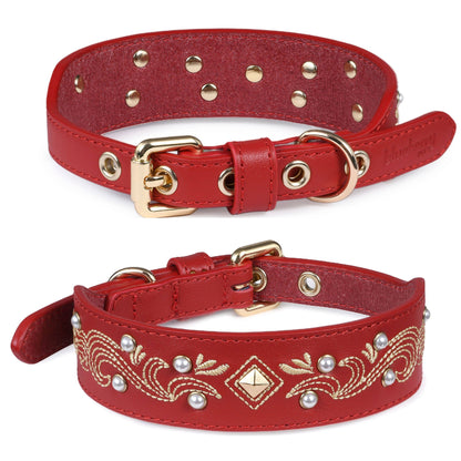 Red Collar Western Style Premium Leather Collar
