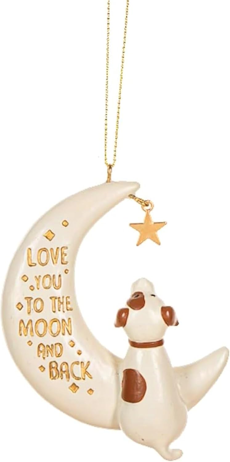 Heartfelt 'Love You to Moon & Back' Dog Christmas Tree Decor Ornament