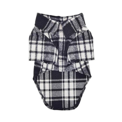Flannel Dog Shirt - Black and White Plaid