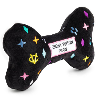 Black Monogram Chewy Vuiton Bone Squeaker Dog Toy