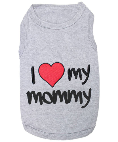 Gray I Love Mommy ® Gray Dog T-Shirt – Cute Pet Outfit for Dogs