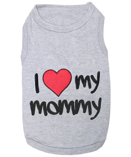 Gray I Love Mommy ® Gray Dog T-Shirt – Cute Pet Outfit for Dogs