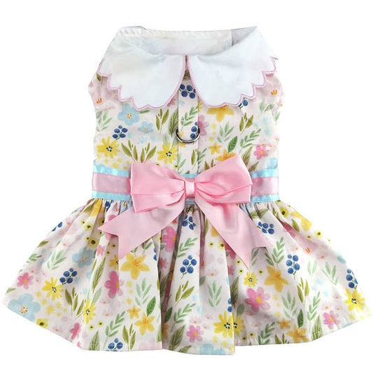 Pastel Meadow Dog Dress with Matching Leash SALE 50% OFF!